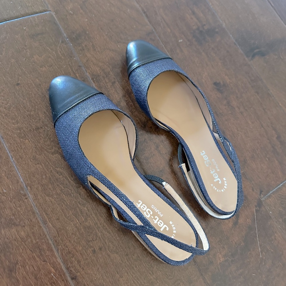 Jet-set sling back flats Chanel style made in Italy